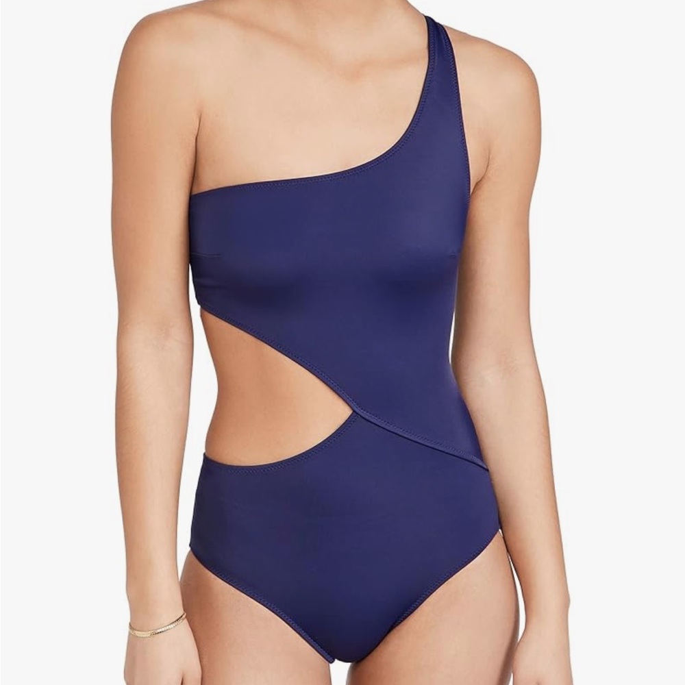 SOLID & STRIPED One shoulder Swimsuit